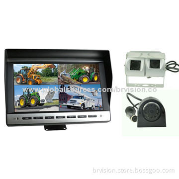 Vehicle rear-view system with 10.1 inches quad monitor and waterproof cameraNew